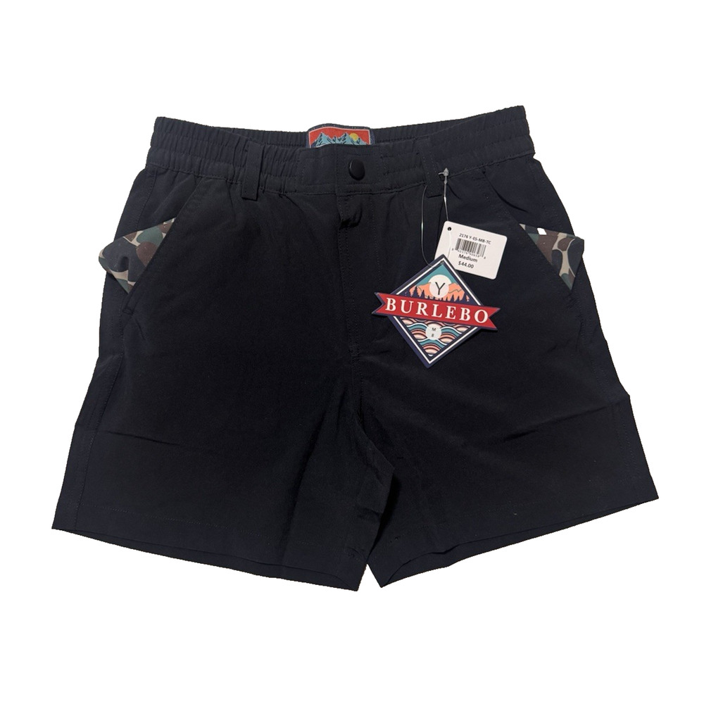 NWT Burlebo Boys M 8 Performance Shorts Black Quick Dry Moisture Wicking NEW